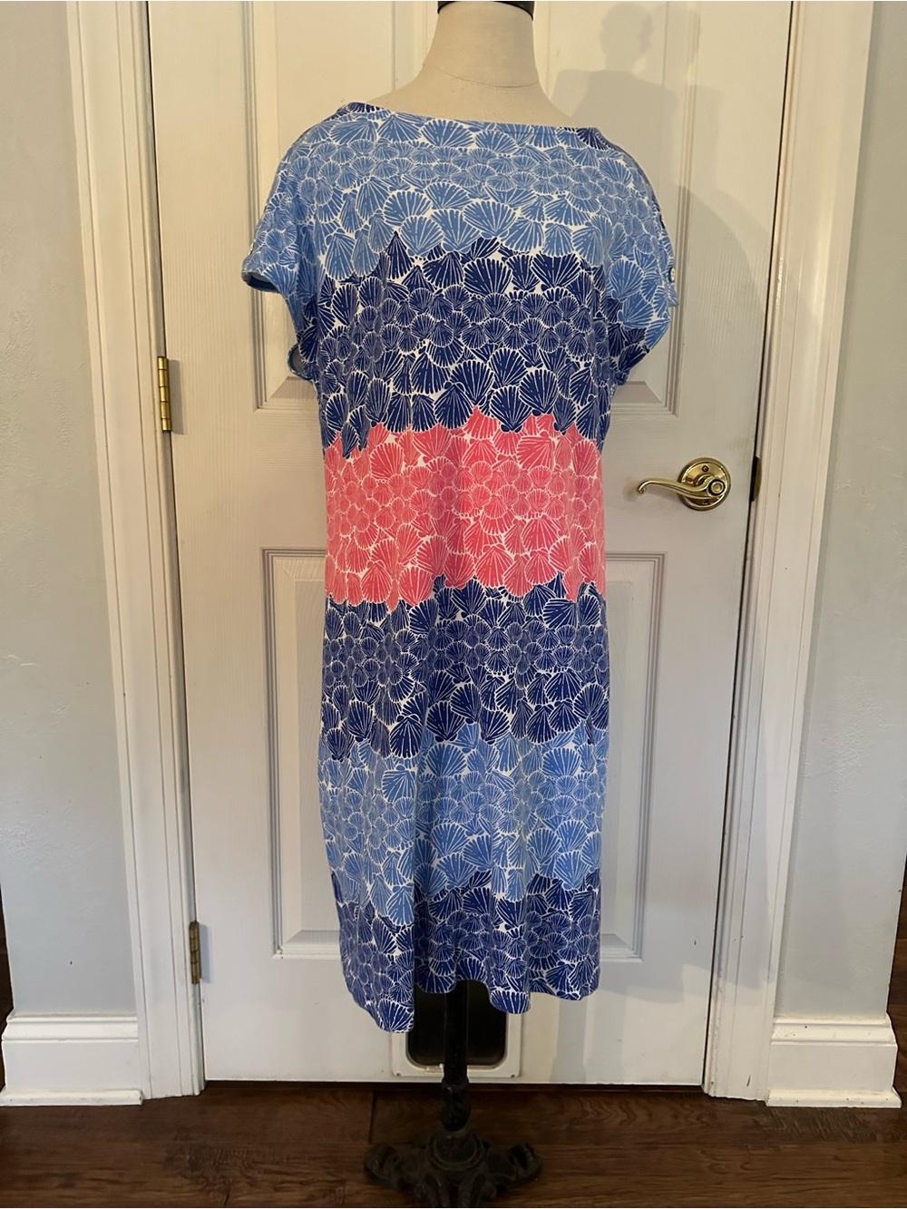 Talbots Blue and Pink Floral-Print Midi Dress